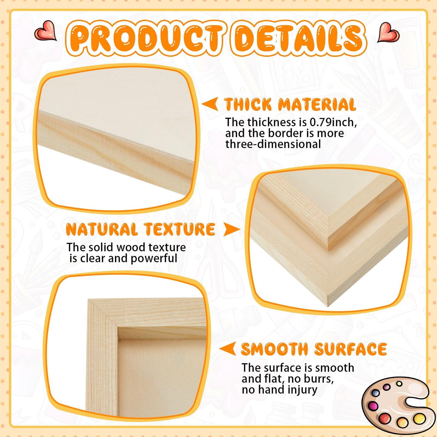 Barydat 24 Pcs Wood Panels for Painting 12'' x 12'' Unfinished Wood Canvas Board Artist Wall 0.79'' Deep Wooden Cradled Panel for DIY Crafts, Easel Display, Painting Pouring Arts Use with Oil, Acrylic