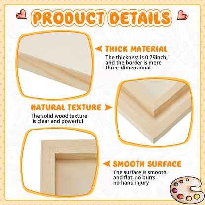 Barydat 24 Pcs Wood Panels for Painting 12'' x 12'' Unfinished Wood Canvas Board Artist Wall 0.79'' Deep Wooden Cradled Panel for DIY Crafts, Easel Display, Painting Pouring Arts Use with Oil, Acrylic