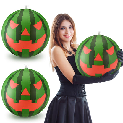Jenaai 3 Pcs 16 Inch Large Watermelon Beach Balls Summer Halloween Inflatable Decorations Jack O Melon Face Watermelon Pool Balls Summer Halloween Party Favors
