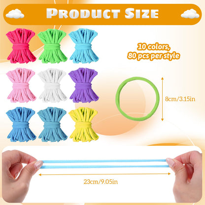 Oqqlin 800 Pcs Weaving Loom Refill Loops, 9 Inch Potholder Loops PU Elastic Colorful Loom Rubber Bands Colorful DIY Weaving Craft Bands for Kids Adults (10 Colors)