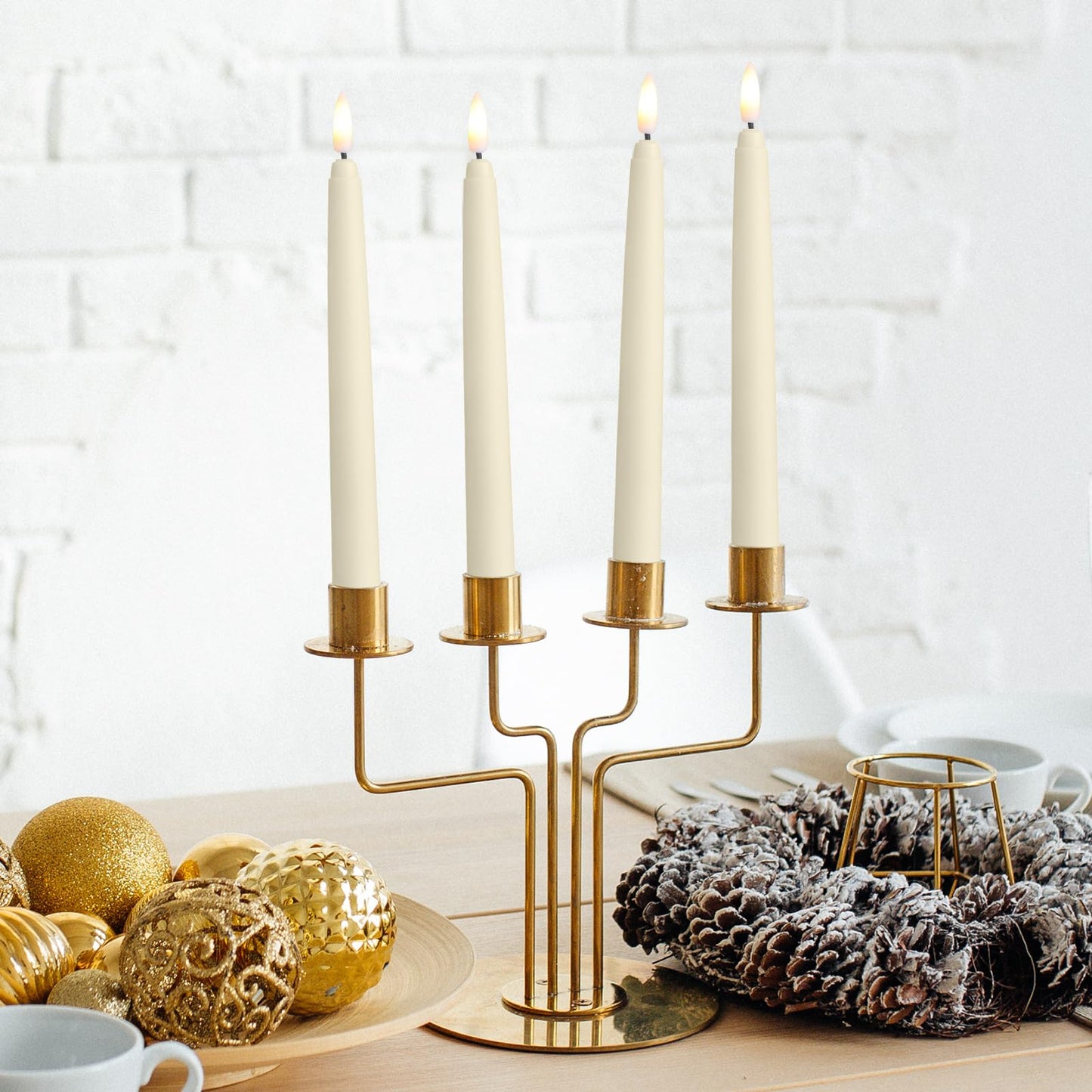 Baquler 36 Pcs Flameless Taper Candles LED Taper Candles Flickering Bulk Ivory LED Candlestick for Easter Wedding Church Halloween Christmas Party Decor Table Centerpiece, 8.5 in, No Batteries