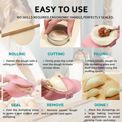 MUMSUNG Empanadas Press Maker Mold Set,4-inch Dumpling Maker With Dough Cutter, Professional Kitchen Gadget for Empanada, Pierogi, Pastelitos, Calzone, Turnovers 4"-White