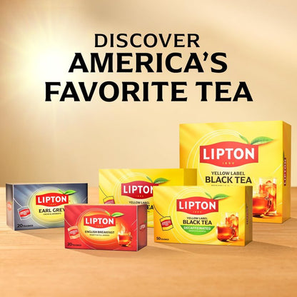 Lipton Black Tea Bags 600-Count Premium Breakfast Tea with High Caffeine for Hot or Iced Tea Beverages, 100% Rainforest Alliance Certified Bulk Tea, 6-Pack of 100 Bags Each