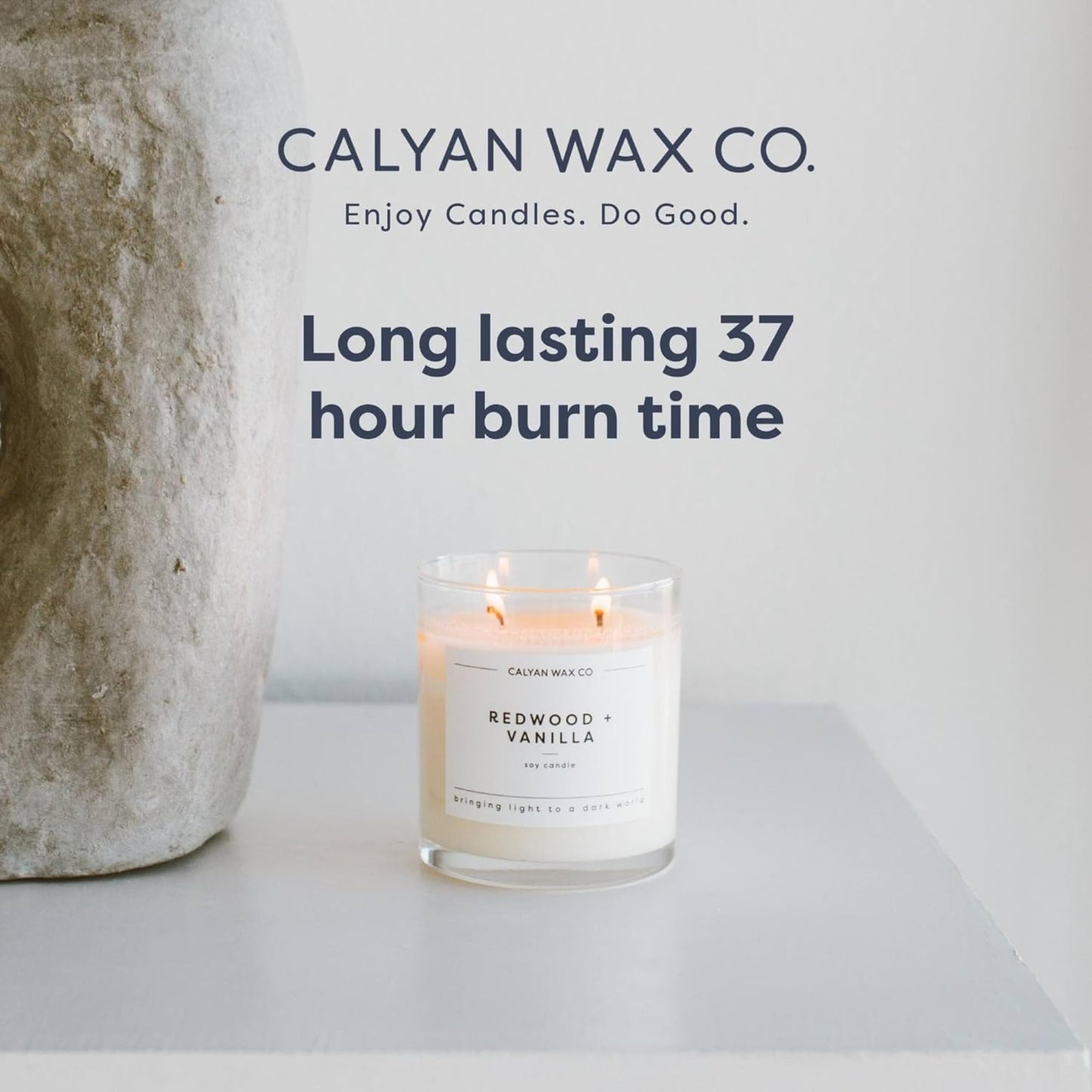 Calyan Wax Co. Palo Santo & Cypress 2 Wick Scented Candle - 37 Hour Burn - Luxury Clean Soy Wax Candles - Long Lasting Large Glass Jar Candle for Home - 8.8oz