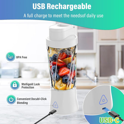 Portable Blender, 360W Personal Blender for Shakes and Smoothies for Kitchen, 24 Oz BPA Free Traveling Juicer Cup and Lid with 6 Blades, Self Cleaning Portable Juicer for Kitchen/Travel/Gym, Black