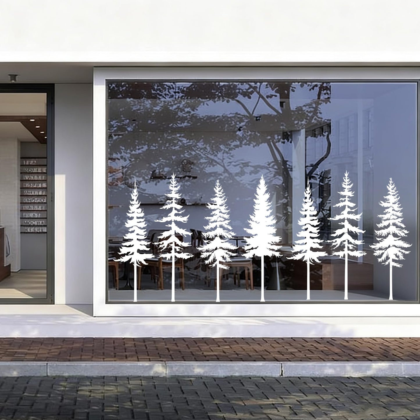 EVERJOYCRAFT 8pcs Large Pine Tree Stencils 4 Styles Reusable Tree Wall Stencils 32.5'' - 34'' Tall Forest Mural Drawing Templates for Wall DIY Art Crafts Painting Garden Wood Fence Tile