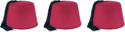 Beistle 3 Piece Felt Fez Hats, Red/Black (S60065AZ3)