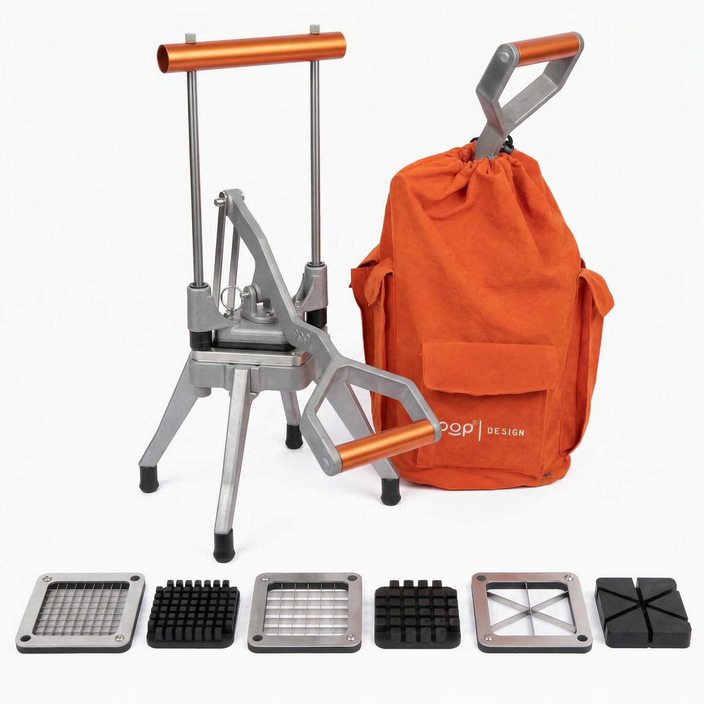 Commercial Grade French Fry Cutter, Sweet Potato & Yam Capable, Removable Legs and Case for Compact Storage, 3 Blade Sizes (1/4"- 3/8"- 6-Wedge), Potato, Fruit and Vegetable Slicer & Dicer by POP
