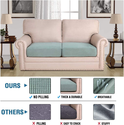 Super Stretch Individual Seat Cushion Covers, Thick Jacquard Textured Twill Fabric Slipcover Sets for Loveseat (2)