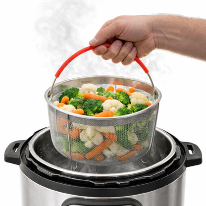 Original Salbree Steamer Basket for 8 qt quart Instant Pot Accessories, Stainless Steel Strainer and Insert fits IP Insta Pots, Instapot, Other Pressure Cookers, with Silicone Handle [3qt 6qt avail]
