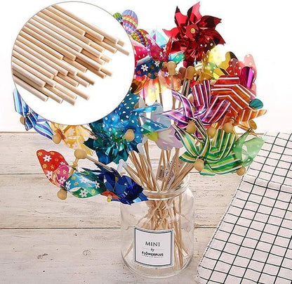 HOPELF Bamboo Dowel Rods - 50PCS Assorted 1/4 x 12 Inch Hardwood Sticks for Crafts & DIY Projects