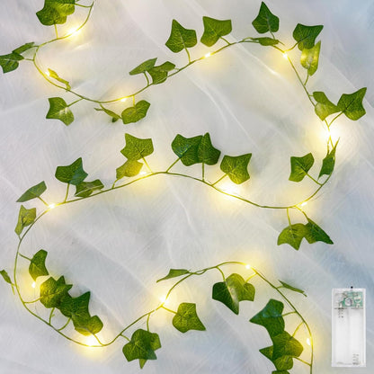 20 6.56FT suddus Fake Vines with Lights Battery Operated, LED Ivy Garland Fairy Lights with Timer, Leaf String Lights