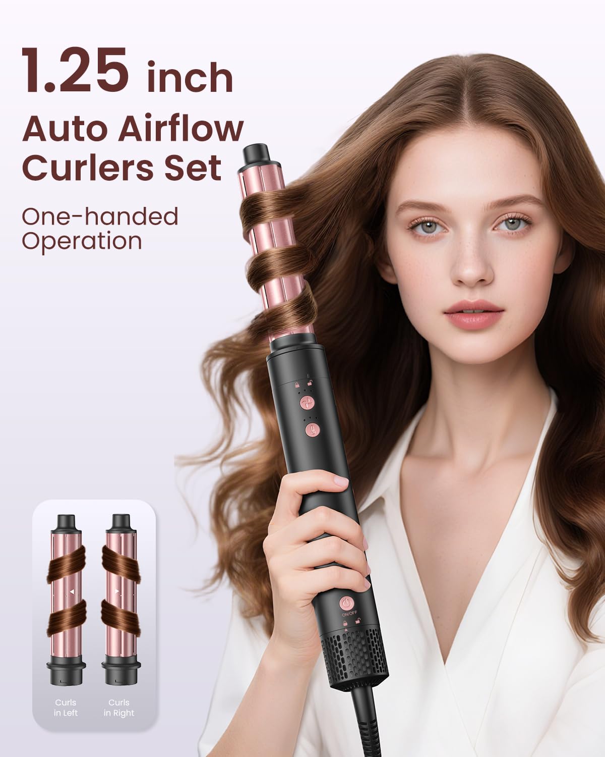 5-in-1 Hot Air Styler Wrap, High-Speed Hair Dryer Brush Blow Dryer with 2 Auto Wrap Curlers for Curling, Straightening, Volumizing, Fast Drying & Frizz-Free Styling for All Hair Types