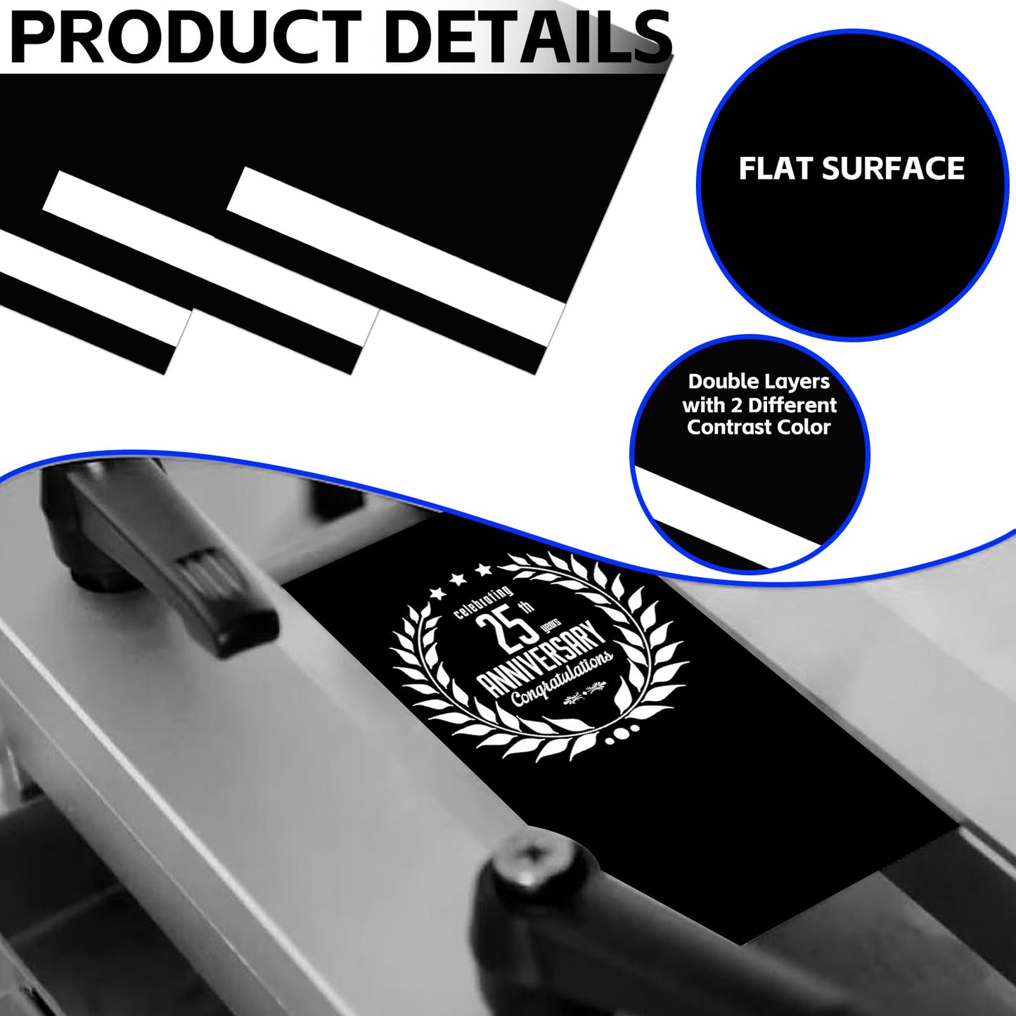 Bocolon 5PCS Laser Engraving Double Color ABS Plastic Sheet,Two-Tone Laserable Engraving Plastic Sheets for Name Badge,Office Label,Laser Artistic Product,Size 11.73" x 11.73",Black/White