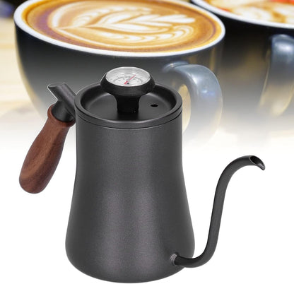 Coffee Kettle - Hand Breathe Stainless Steel Pot with Fine Mouth for 550Ml Pour Over Coffee Makers (Black)