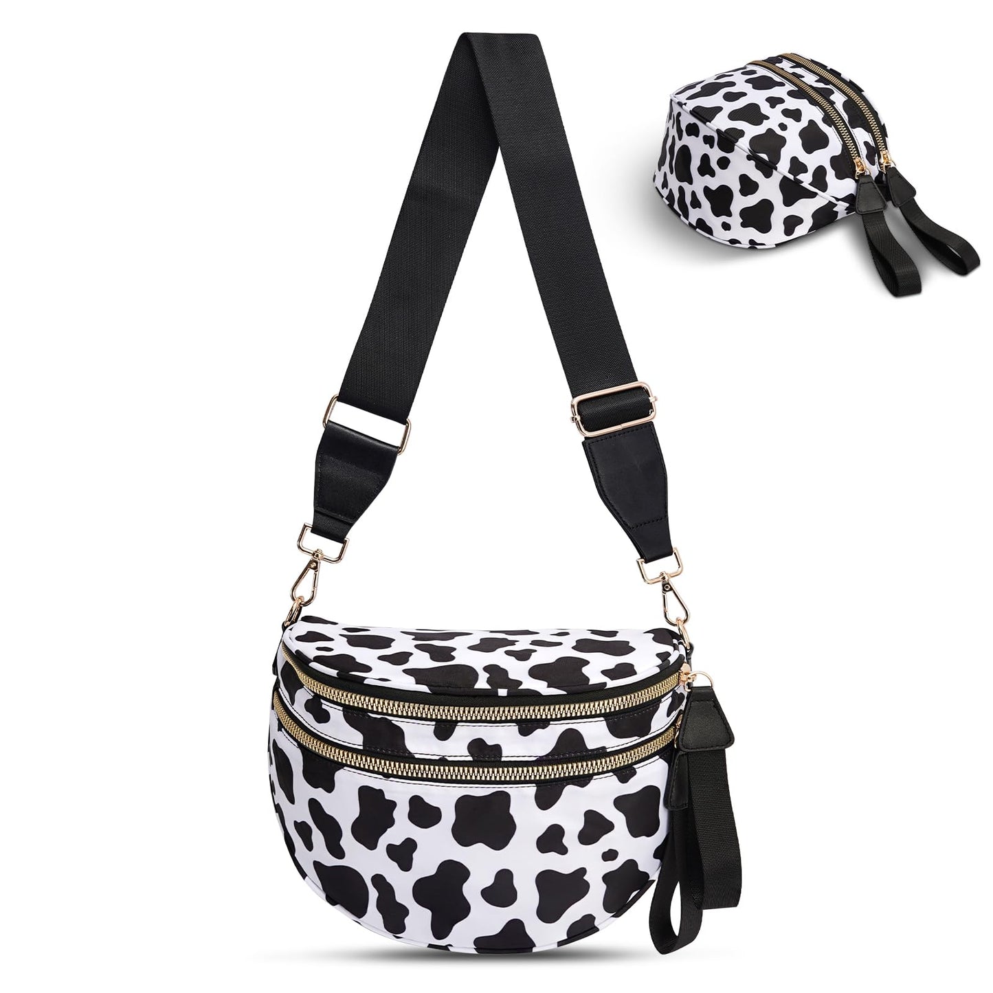 Checkered Crossbody Bag,Nylon Bum Bags for Women Crossbody,Spacious Sling Bag Purse Fanny Packs with Shoulder Strap