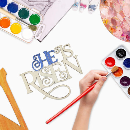 6 Pack 8 Inch Wood He is Risen Letters Cutouts Wood He is Risen Signs Wooden He is Risen Hanging Ornaments DIY He is Risen Wall Decor for Home Party Decoration