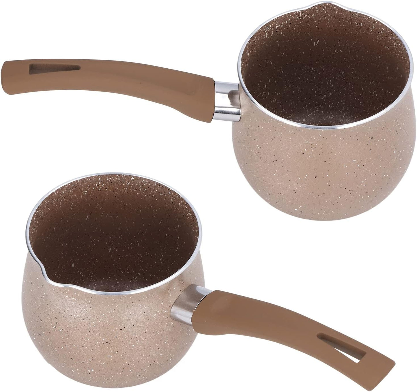 10cm Dia Nonstick Milk Pan, Aluminum Alloy Saucepan with Pour Spouts, Small Soup Pot