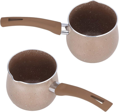 10cm Dia Nonstick Milk Pan, Aluminum Alloy Saucepan with Pour Spouts, Small Soup Pot