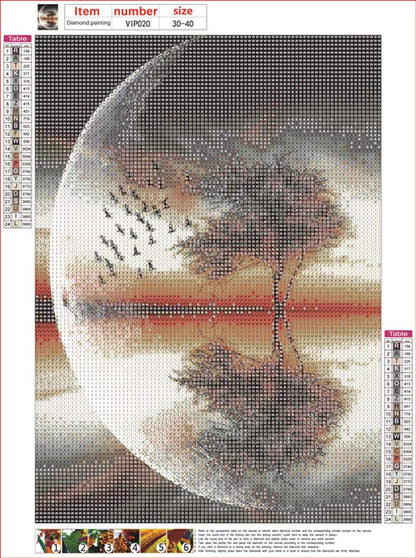 MMAHD 5D DIY Diamond Art Painting Kits for Adults,Moon Tree Full Drill Embroidery Paintings Rhinestone Pasted DIY Painting Cross Stitch Arts Crafts for Home Wall Decor 11.8×15.8Inches