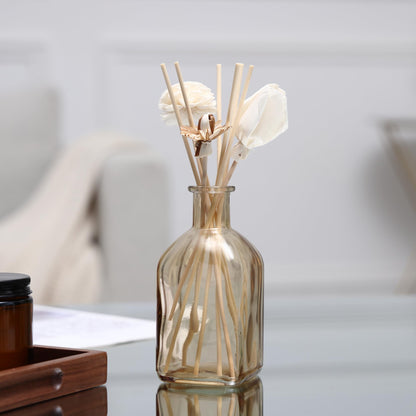 GMWD Glass Flower Vase Set of 6 Yellow Clear Bud Vases, 14.5 Oz 8 Oz Apothecary Bottle Vases Decorative for Centerpieces Home Decoration Wedding Reception Table Decor