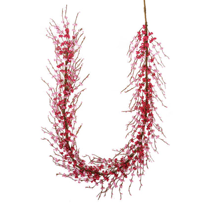 idyllic 6 Ft Valentine's Day Pink & Red Flower Wreath Decorations, Artificial Floral Garland with Bendable Stems for Front Door Mantel Table Bedroom Wedding Decor