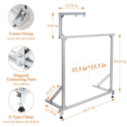 bimiti Tufting Frame, 35.5"x35.5" Large Alumium Metal Rug Tufting Frame, Sewing Embroidery Carpet Making Kit for Adults Rug Making Supplies for Tufting Gun