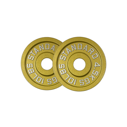Gold Finish Olympic Steel Plates - Pairs and Sets 2 Inch Barbell Standard in Premium Gold for Weight Lifting (175lb Set)