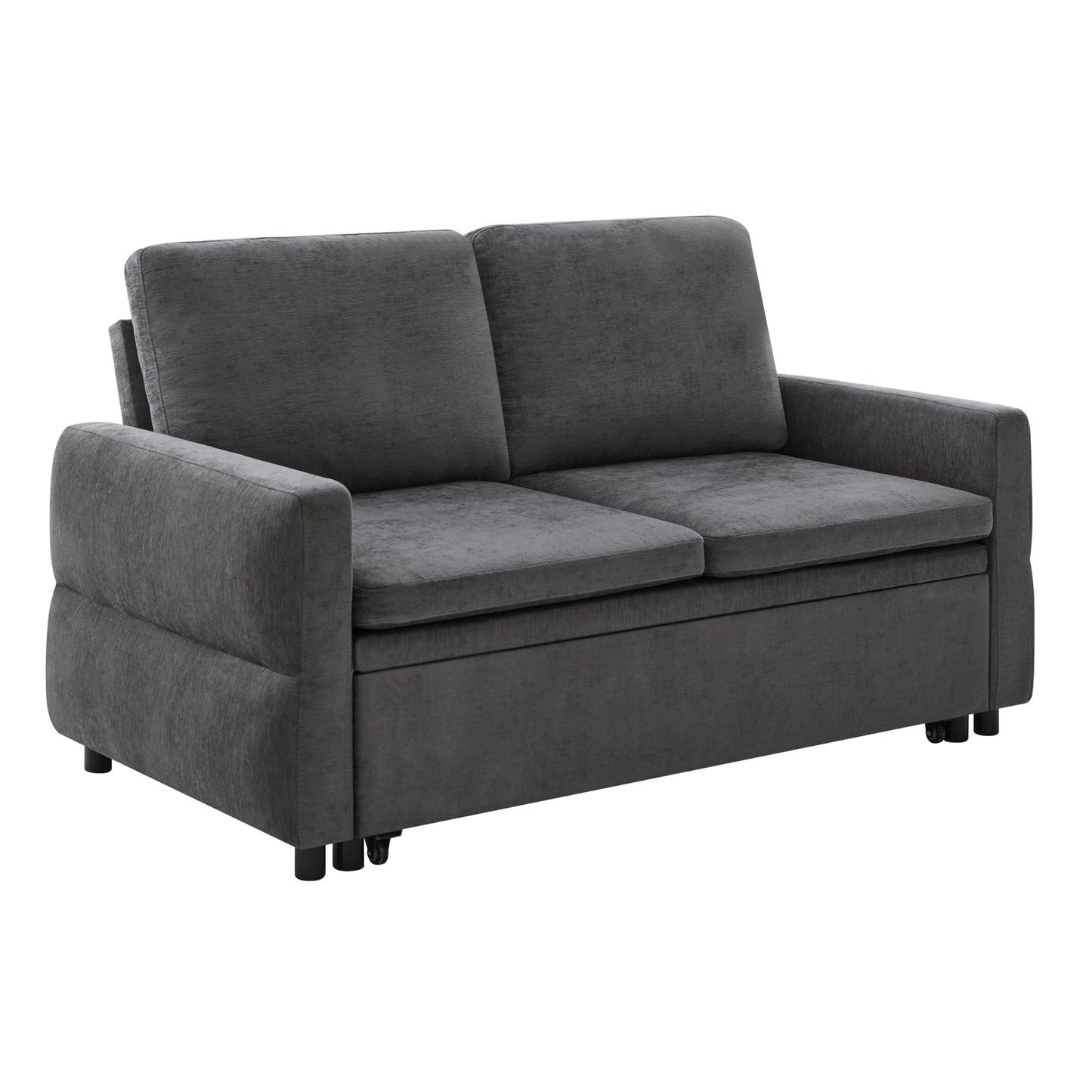 Convertible Sofa Bed Loveseat with Adjustable Backrest, Chenille Sleeper Couch with USB Ports, 3 Position Reclining Sofa Bed for Small Spaces Apartment Guest Room, Modern Compact Furniture, Grey