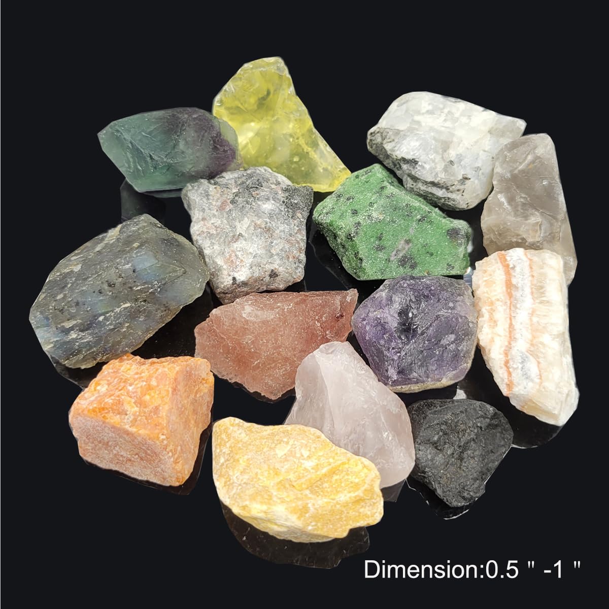 Rock & Mineral Collection Kit for Adults and Kids Natural Rocks for Tumbling Polishing Gemstone Raw Crystals Rough Stones for Wicca & Reiki (15Pcs)