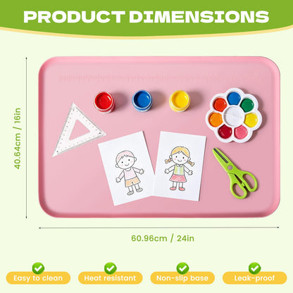 Silicone Art Mat for Crafts, 24"x16" Silicone Painting Mat to Keep Clean Protects Surfaces Perfectly for Crafts, Legos, Resin & Jewelry-Making, DIY Crafts Mat