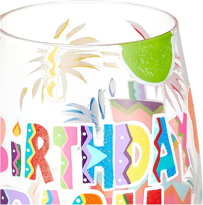 Designs by Lolita “Birthday Bash” Hand-painted Artisan Wine Glass, 15 oz