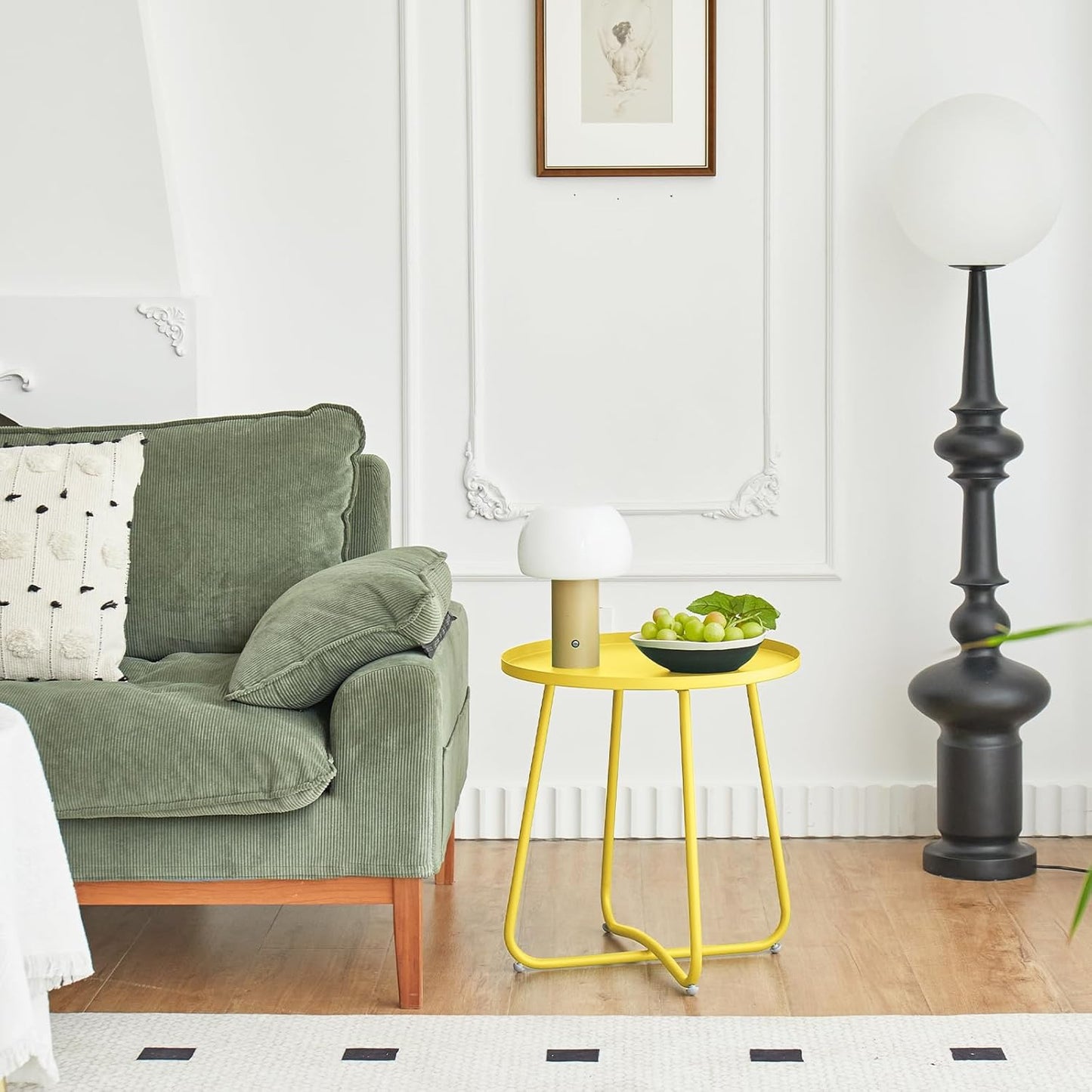 Compact Yellow Outdoor Side Table for Garden and Patio