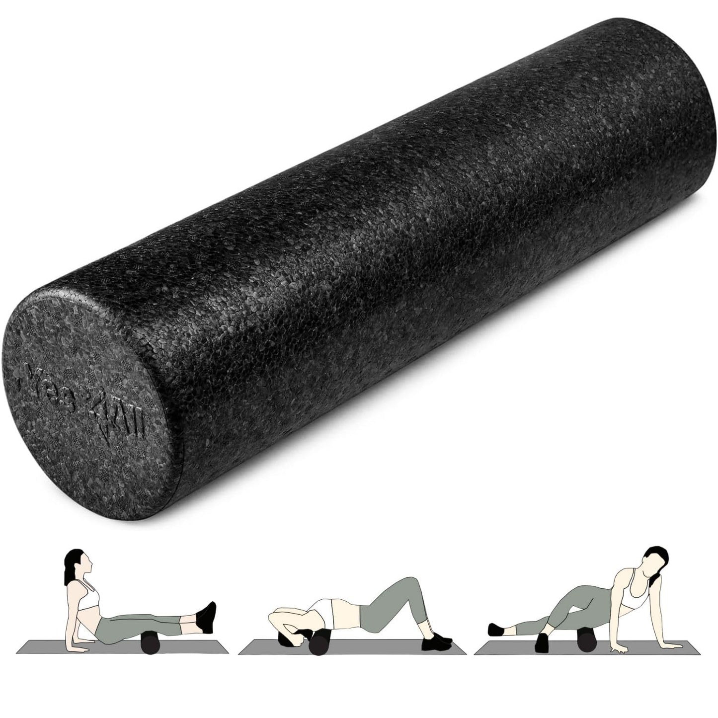 Yes4All High-Density EPP Round Back Roller Foam, Exercise Foam Roller for Yoga, Pilates & Stretching - 12, 18, 24, 36 inch