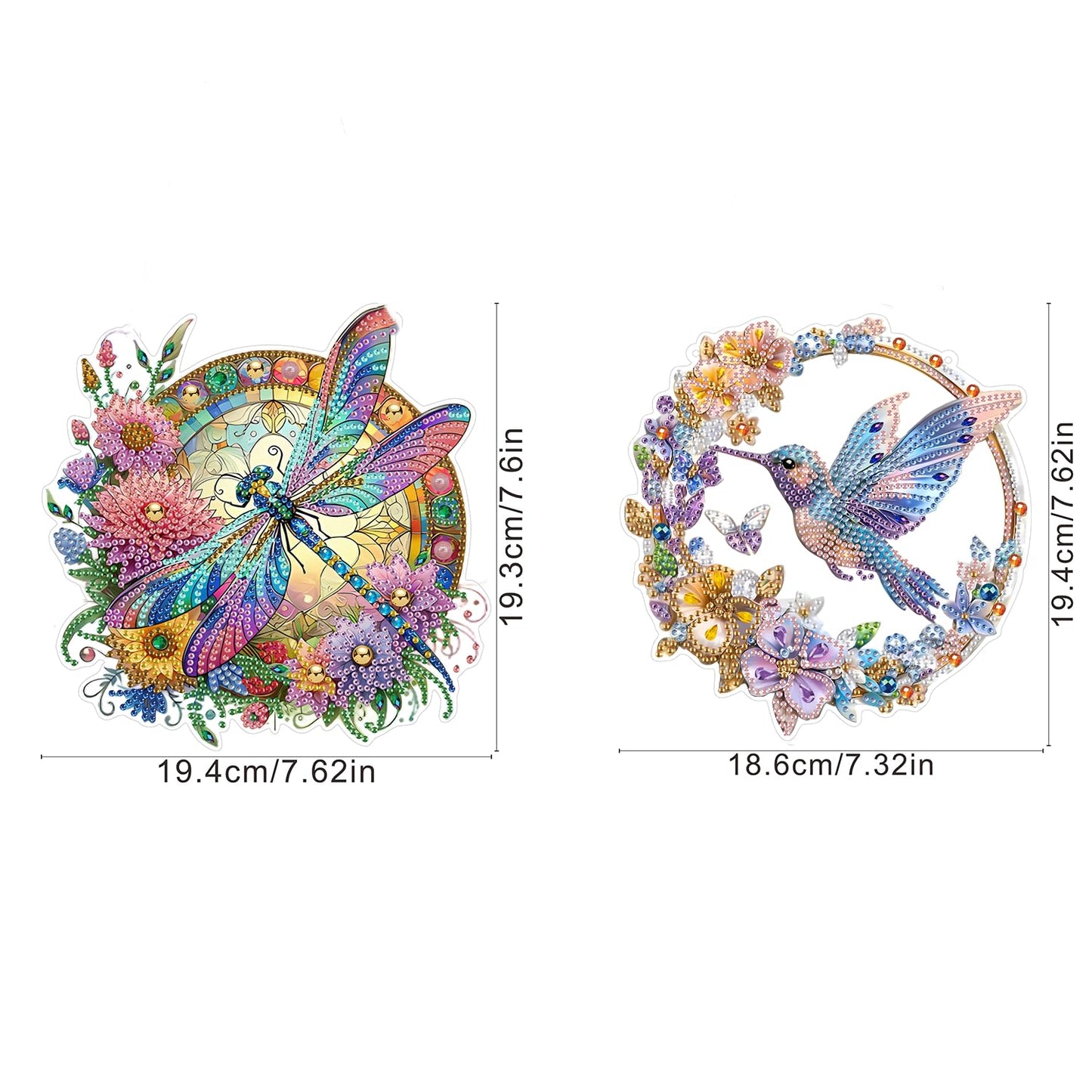 AIBOERL Diamond Art Hanging Kit for Adult,Special Shaped Rhinestone,Double Sided 5D DIY Acrylic Diamond Art Painting Window Pendants Home Garden Wall Hanging Kits Hanging Ornament (2 Pack Bird)