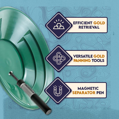 SE 11-Piece Gold Panning Kit - Complete Prospecting Set with Pans, Sieves, Tweezers, Glass Bottles, Sand Magnet, and More - Ideal for Beginners and Enthusiasts - GP5-KIT111