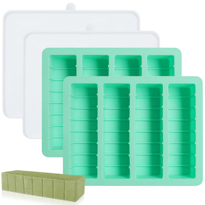 2Pack Butter Silicone Mold Tray with Lid, Non-Stick Butter Mold Tray for Homemade Butter Fits Standard Butter Stick Size, Ideal for Soap Bar, Energy Bar, Cake, Chocolate
