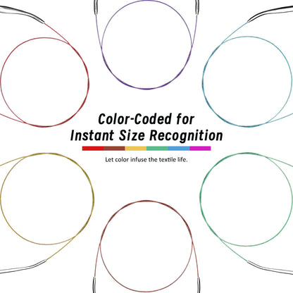 Circular Knitting Needles Set 6 Pairs 40 Inch (100 cm) Stainless Steel Round Needles for Magic Loop Sizes 15 11 9 7 4 1.5 Long Cable for Blankets Sweaters Scarves for Beginners & Knitters
