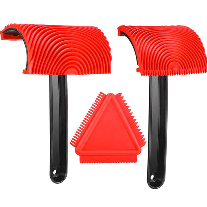 Honoson Set of 3 Wood Graining Tool Wood Graining Painting Tool Set DIY Texture Rubber Empaistic Roller for Household Wall Room Art Paint Decoration