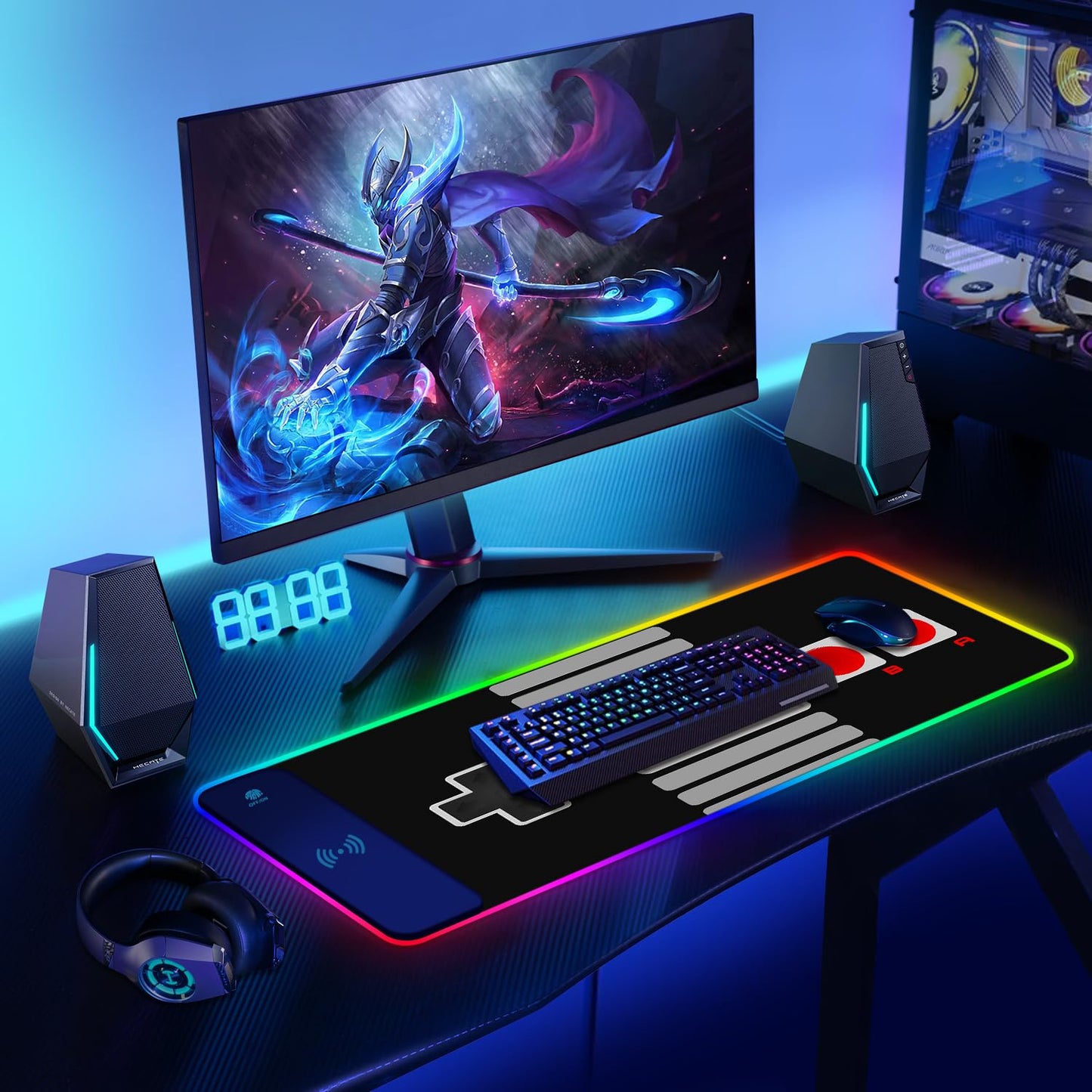 ToLuLu RGB Gaming Wireless Charging Mouse Pad, 5/7.5/10/15W 10 Light Modes LED Mouse Pad Computer Keyboard Mat Mousepad, 800x300x4MM Extended Large Desk Mat for Gaming, MacBook, Laptop, PC, Galaxy