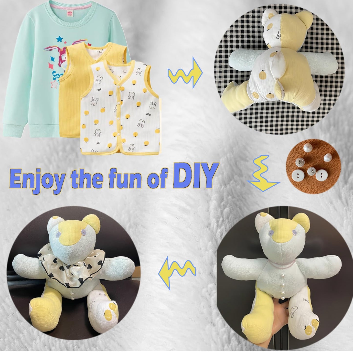 18in/Sitting Height 11in Fosdonge Acrylic Memory Bear Template Ruler Set with Detailed Instructions, Sewing Patterns for Beginners, Teddy Bear Quilting templates (Sitting Height 11in)