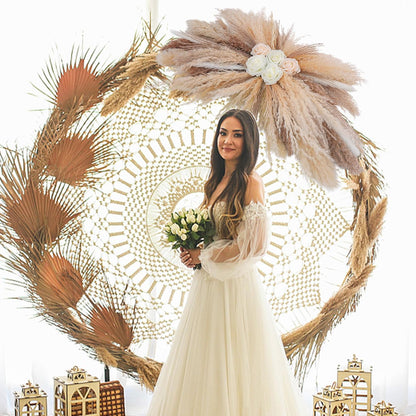 36-38" Large Pampas Grass Wall Decor, DIY Artificial Roses & Natural Dried Boho Hanging Flowers for Wall, Mirror, Wedding Arch, Entryway Decor, Gift, Requires Assembly & Easy Install