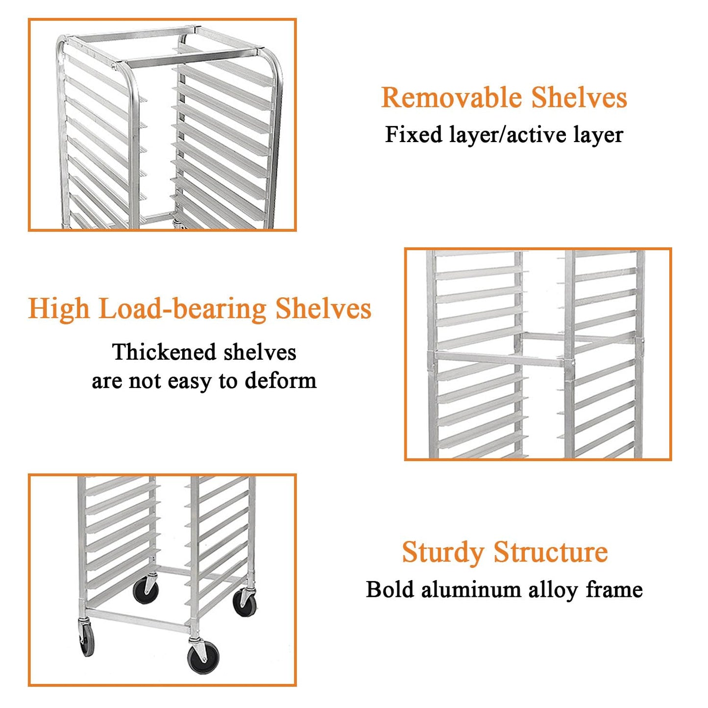 Zocgioe 10/20Tier Bun Pan Rack, Commercial Bakery Racks with Brake Wheels, Bread Baking Speed Rack for Cooling, Kitchen Tiered Rolling Cart, for Kitchen, Restaurant, Cafeteria, Pizzeria,10Tier