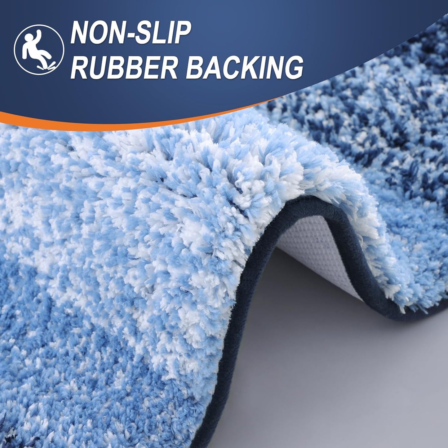 OLANLY Bathroom Runner Rug - Extra Soft Microfiber Mat with Rubber Backing | Quick Dry, Washable, 44x20 Inches, Navy