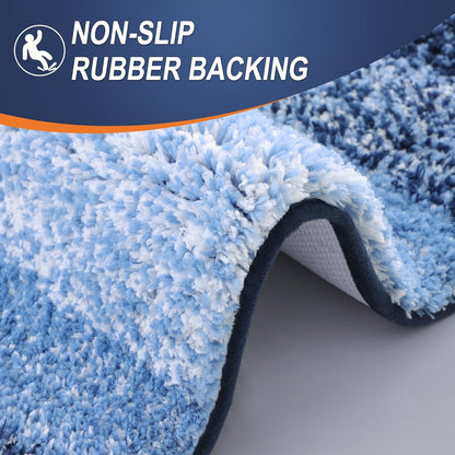 OLANLY Bathroom Runner Rug - Extra Soft Microfiber Mat with Rubber Backing | Quick Dry, Washable, 44x20 Inches, Navy