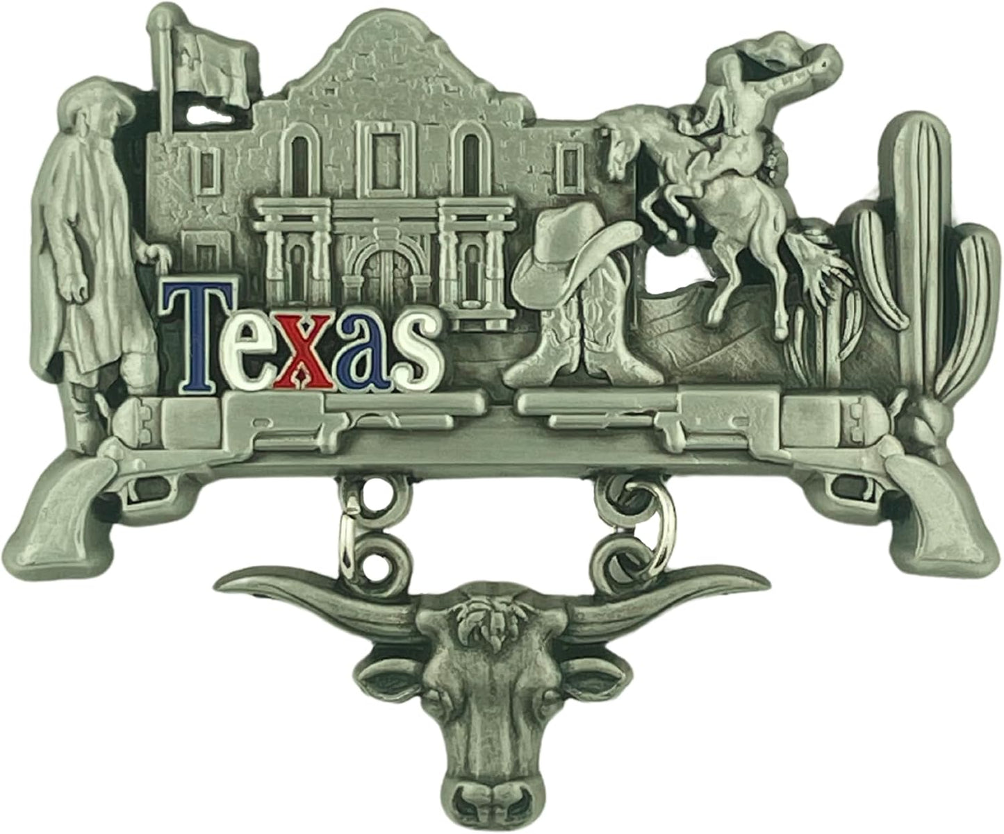 Rustic Texas Longhorn Refrigerator Magnet - Vintage Design, 3 by 3 Inches Magnetic Souvenir Gift
