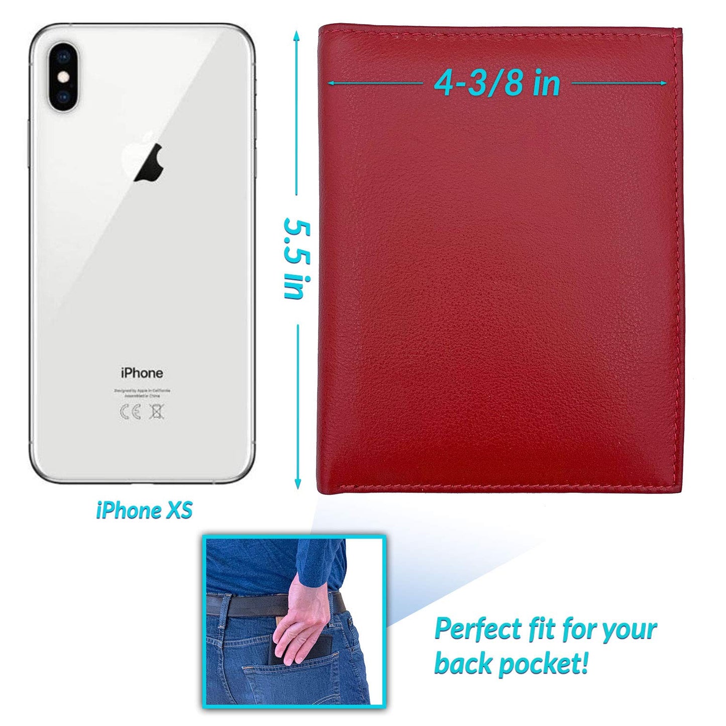 Red RFID Genuine Leather Passport Wallet