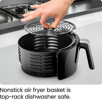 CHEFMAN Small Air Fryer Healthy Cooking, 3.6 Qt, Nonstick, User Friendly and Dual Control Temperature, w/ 60 Minute Timer & Auto Shutoff, Dishwasher Safe Basket, Matte Black, Cookbook Included