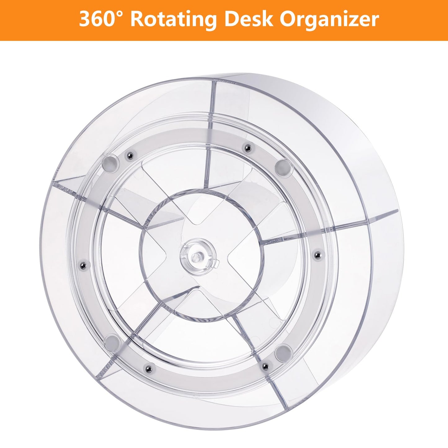 Flytreal Acrylic Pen Marker Organizer for Desk, 360-Degree Rotating Pencil Holder Crayon Art Supplies Storage Organizer, 6 Slots Clear Large Capcaity Spinning Caddy for Home Office School Kids