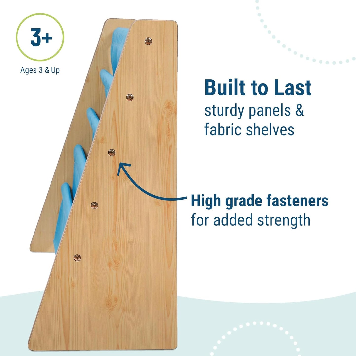 4 Wildkin Wooden Sling Bookshelf for Kids Premium Canvas Design with Fabric Shelves, Organizer for Home or Classroom
